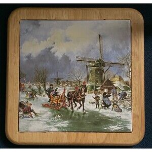 VTG Holland Ter Steege BV Tile Wood Decor Farm Windmill J.C. Van Hunnik Dutch